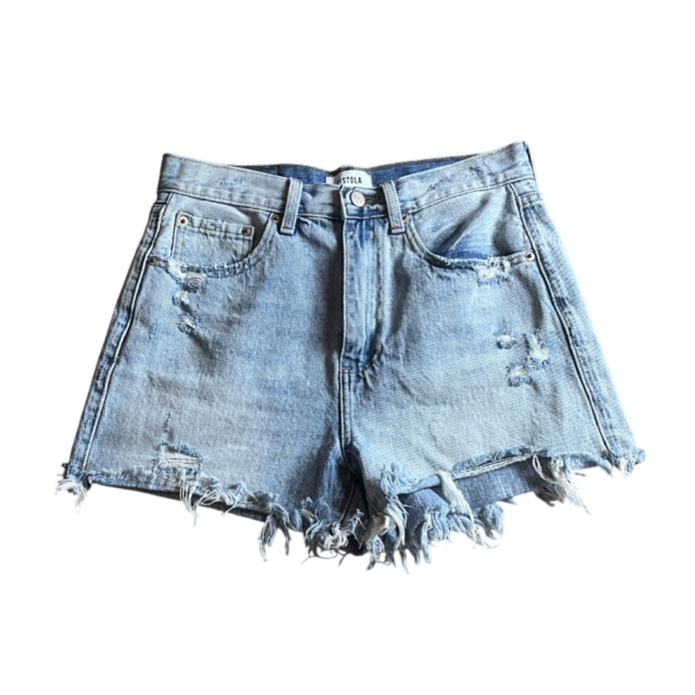 Pistola Light Blue Distressed Jean Shorts